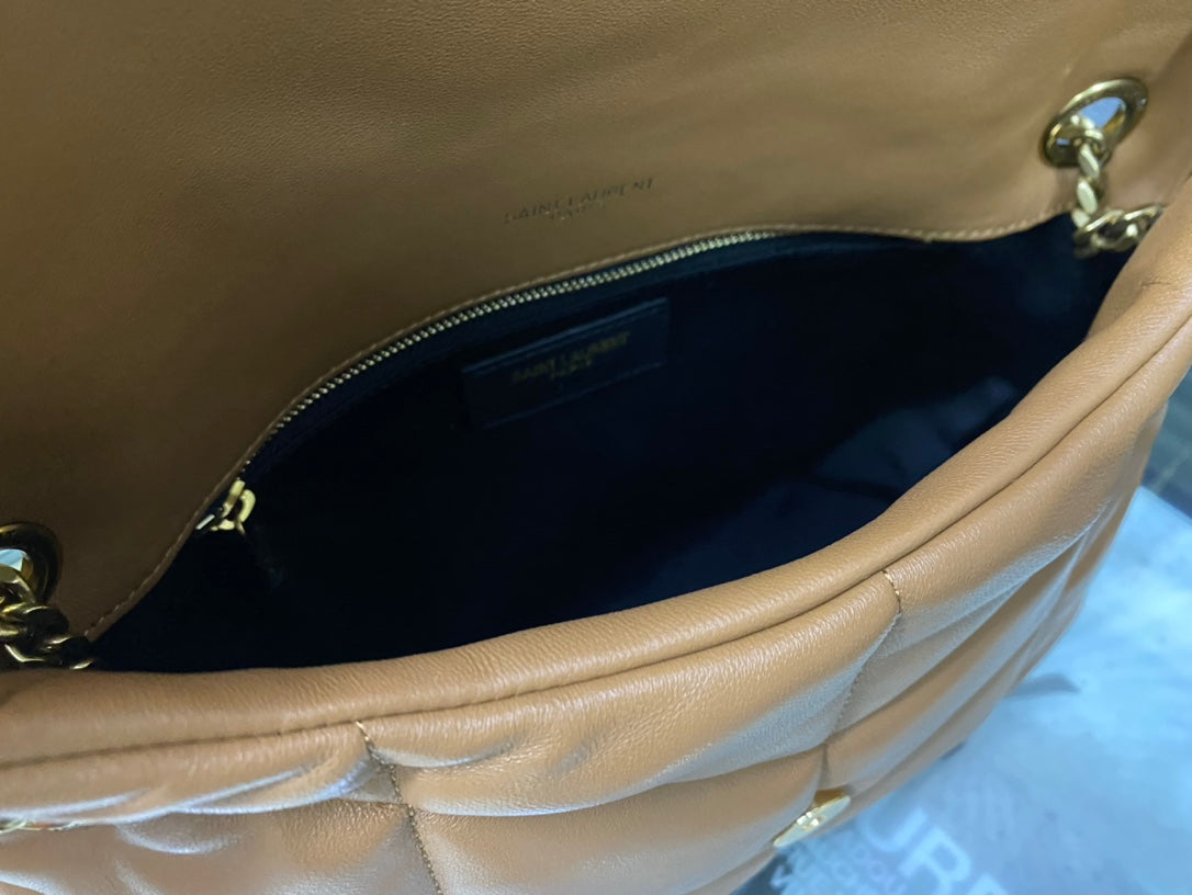 Saint Laurent Loulou Puffer Small Bag in Quilted Lambskin - Tan