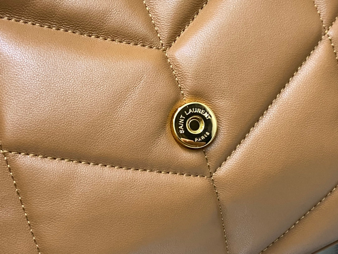 Saint Laurent Loulou Puffer Small Bag in Quilted Lambskin - Tan