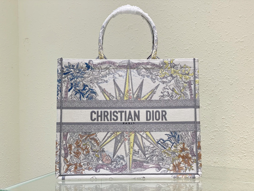 Christian Dior Large Book Tote Multicolored Zodiac Constellation Embroidery Bag