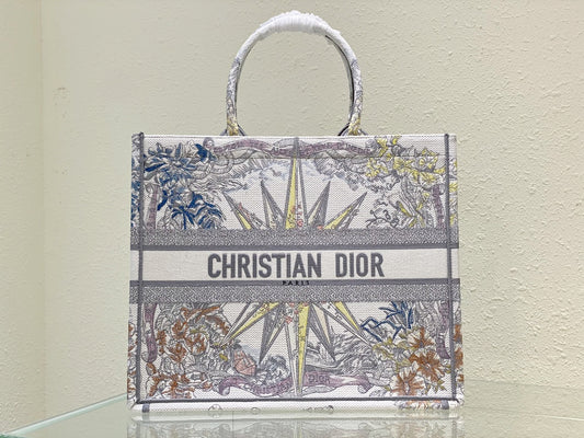 Christian Dior Large Book Tote Multicolored Zodiac Constellation Embroidery Bag