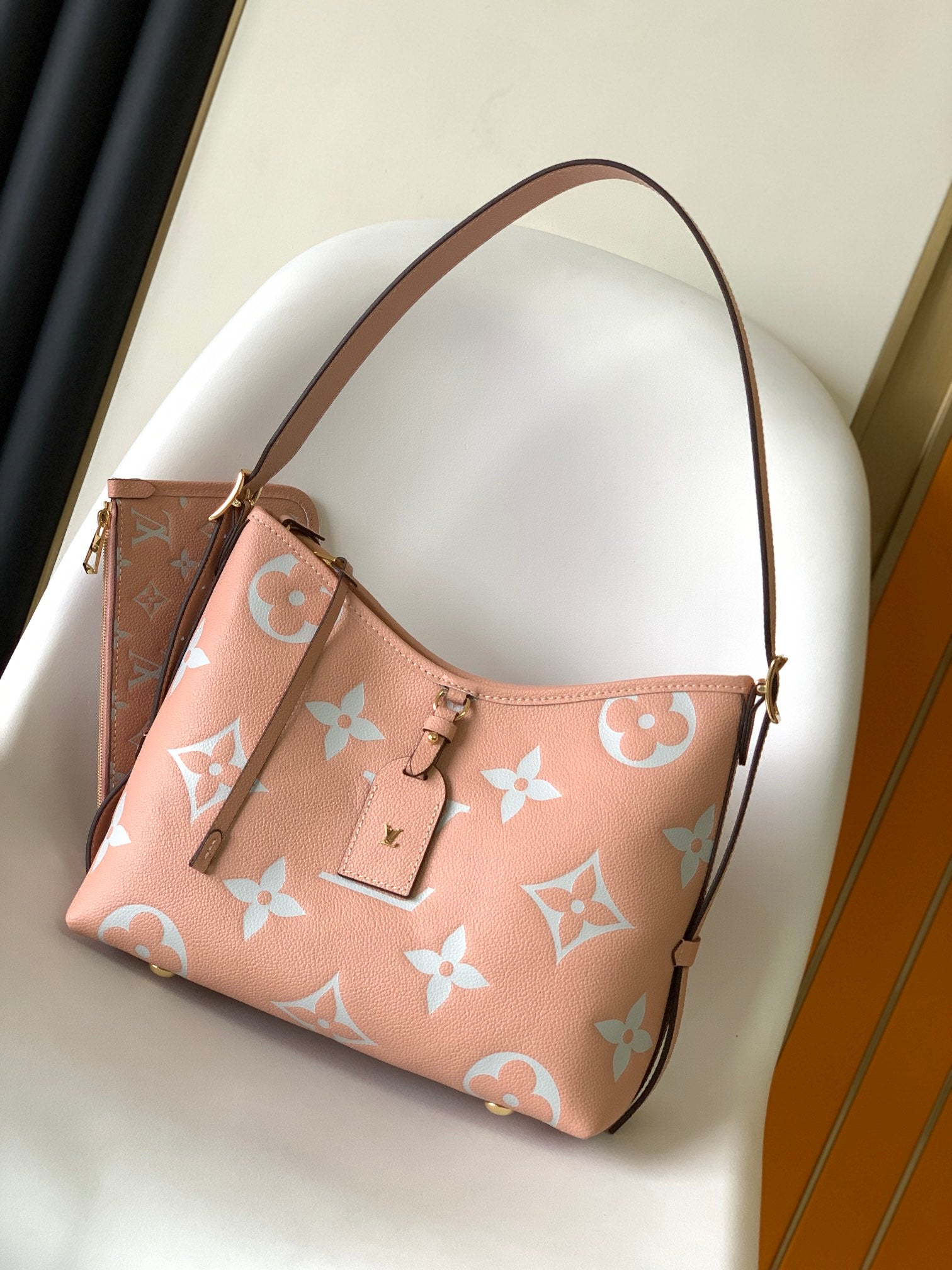 Louis Vuitton CarryAll PM Monogram Empreinte Leather Handbag - Pink