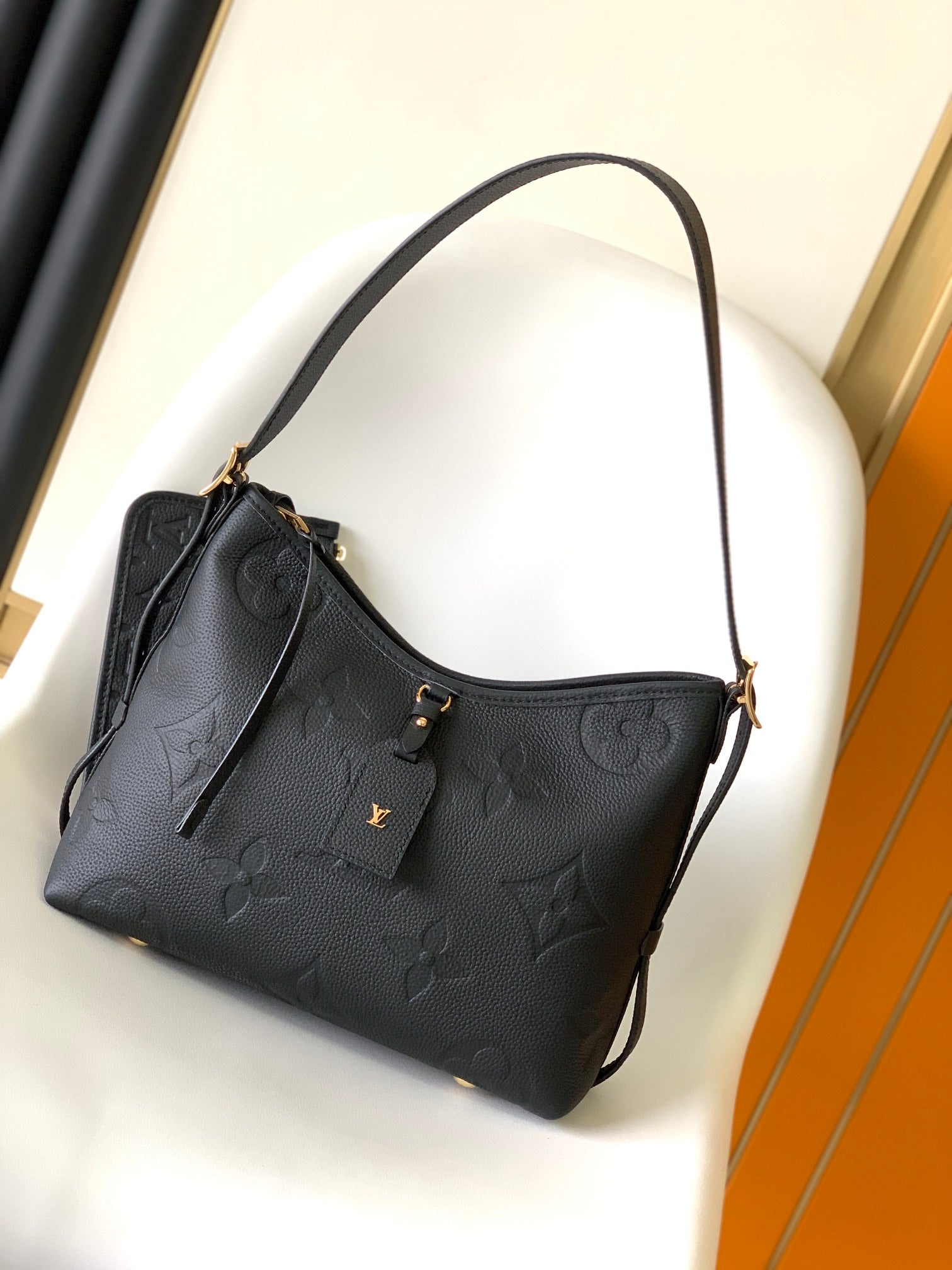 Louis Vuitton Monogram Empreinte Leather Hobo Bag - Black