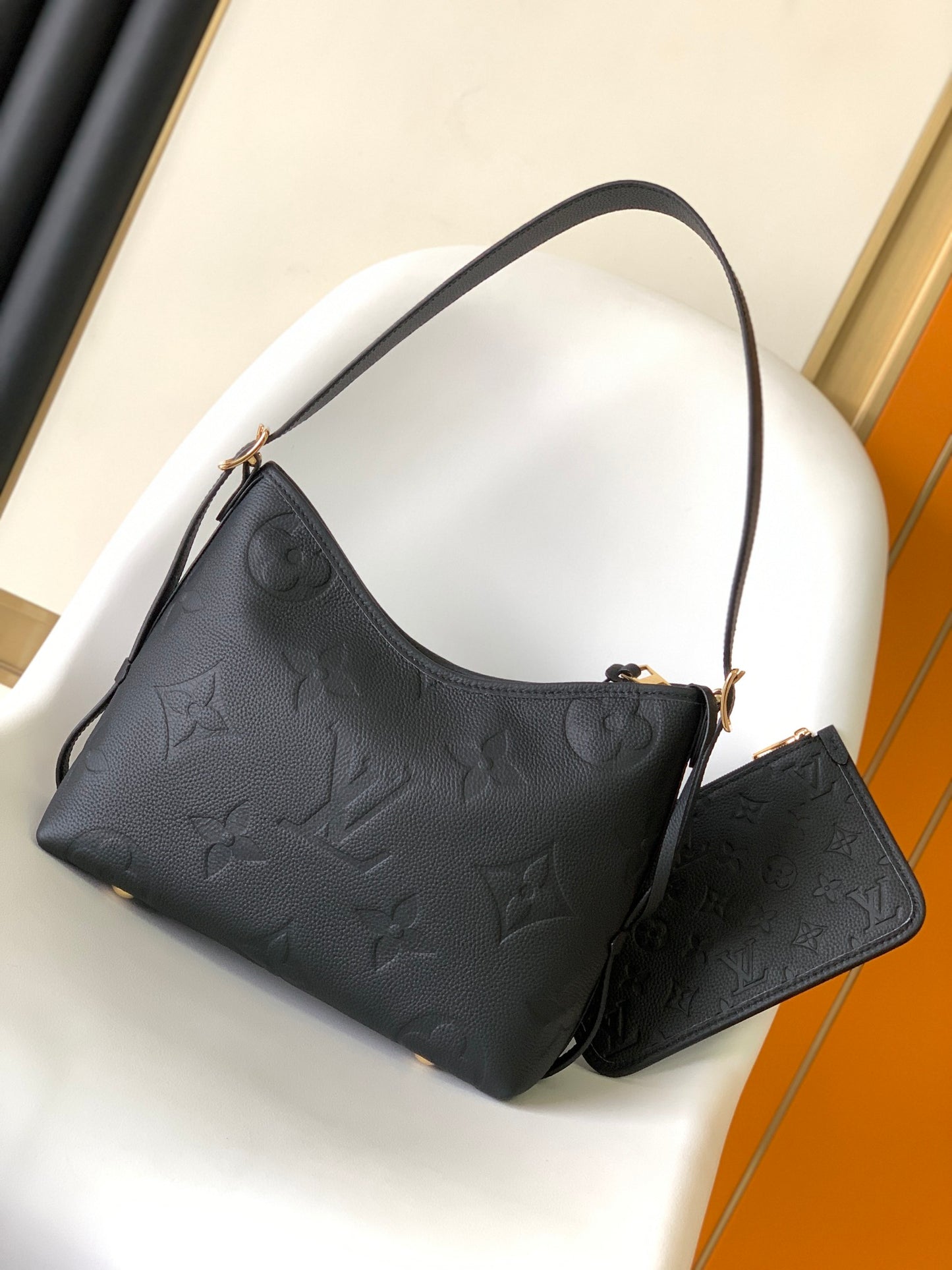 Louis Vuitton Monogram Empreinte Leather Hobo Bag - Black