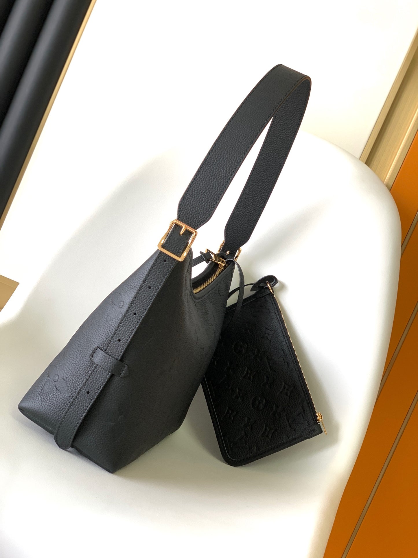 Louis Vuitton Monogram Empreinte Leather Hobo Bag - Black