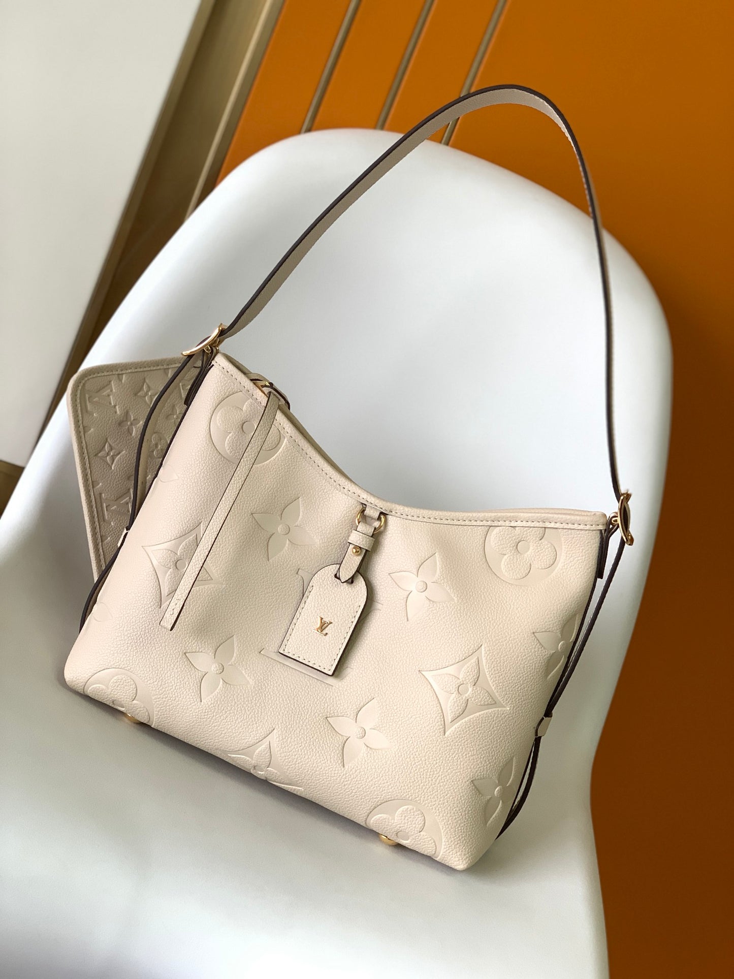 Louis Vuitton Monogram Empreinte Leather Shoulder Bag - Cream