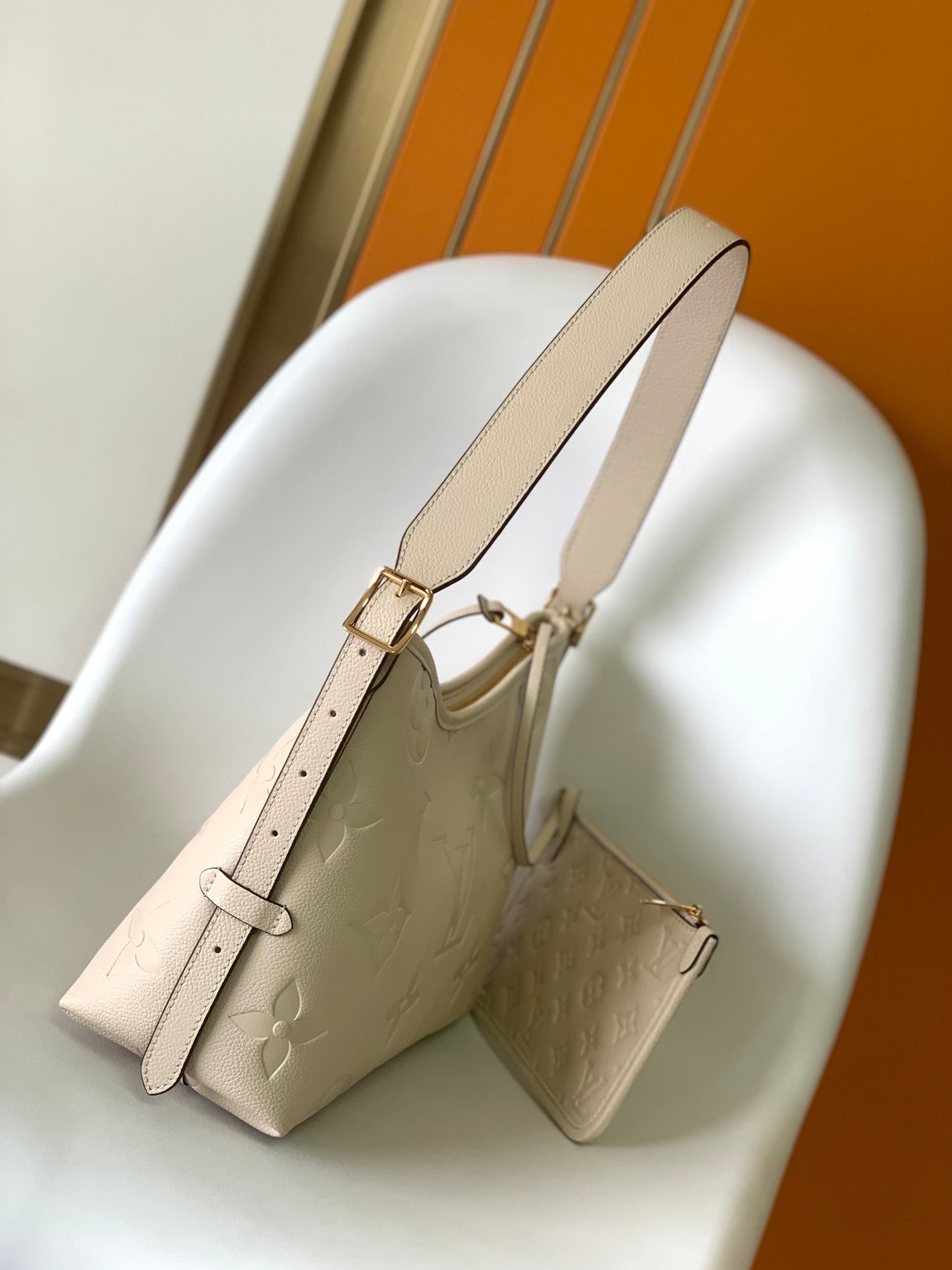 Louis Vuitton Monogram Empreinte Leather Shoulder Bag - Cream