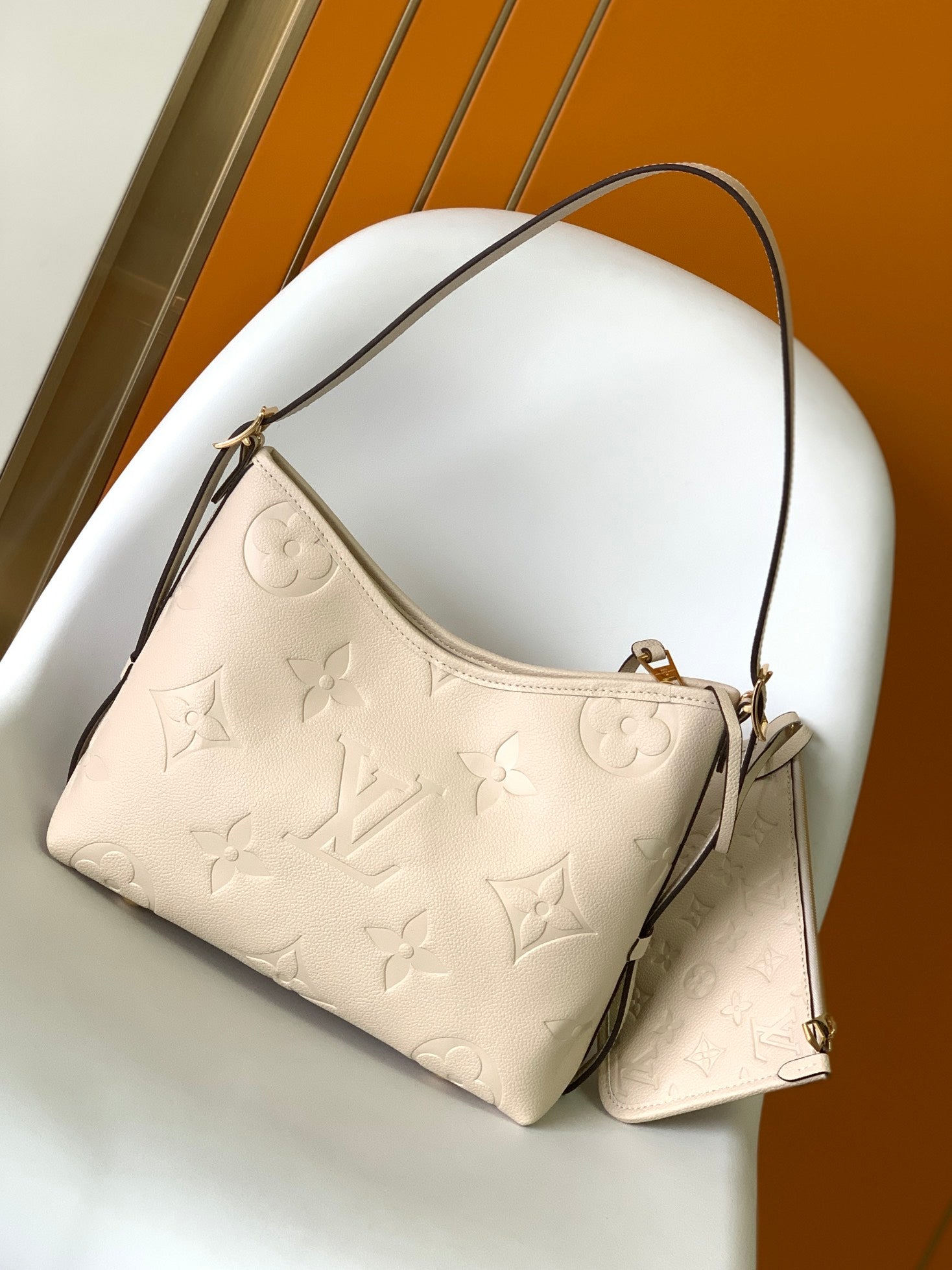 Louis Vuitton Monogram Empreinte Leather Shoulder Bag - Cream