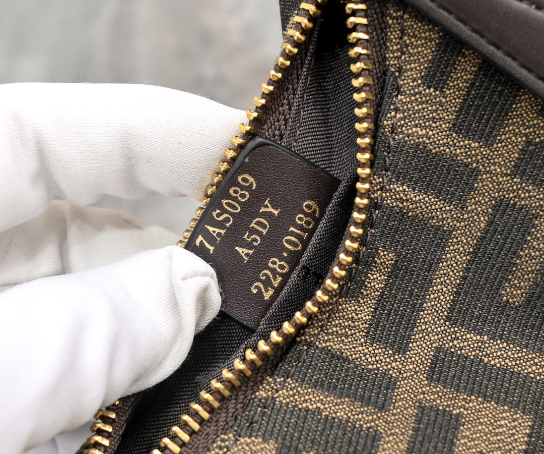 Fendi Mini Fendigraphy Hobo Bag - FF Logo Canvas with Gold Chain Strap