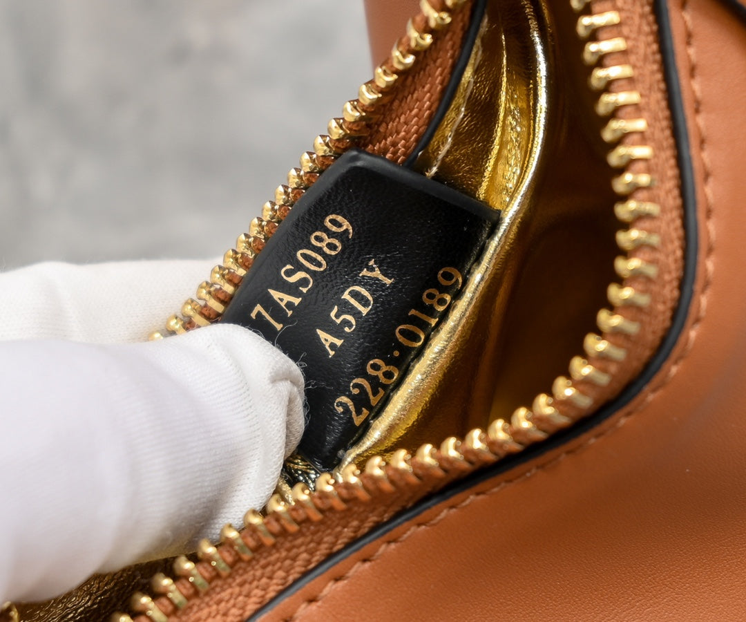 Fendi Graphy Small Hobo Bag in Brown Leather with Gold Chain