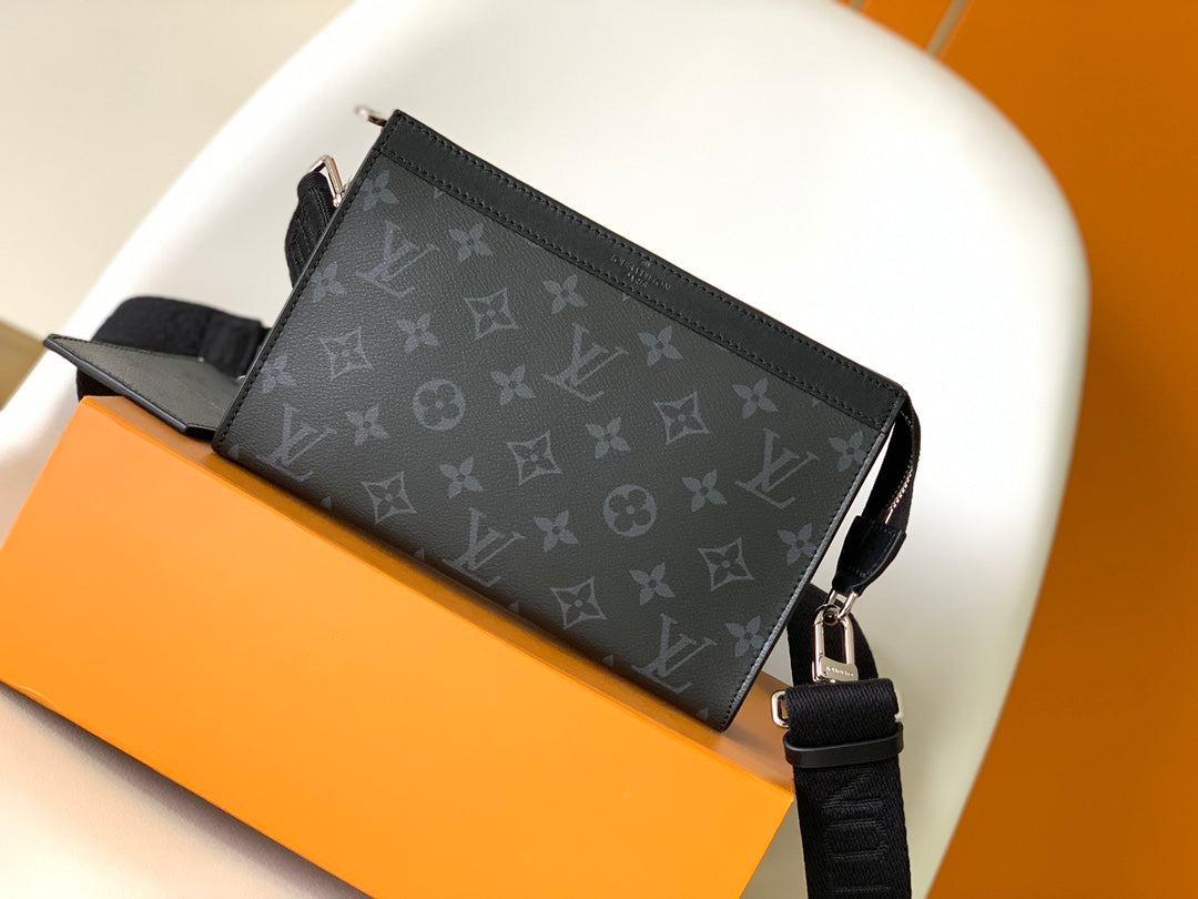 Louis Vuitton Monogram Eclipse Trunk Messenger Bag - Black/Grey Canvas