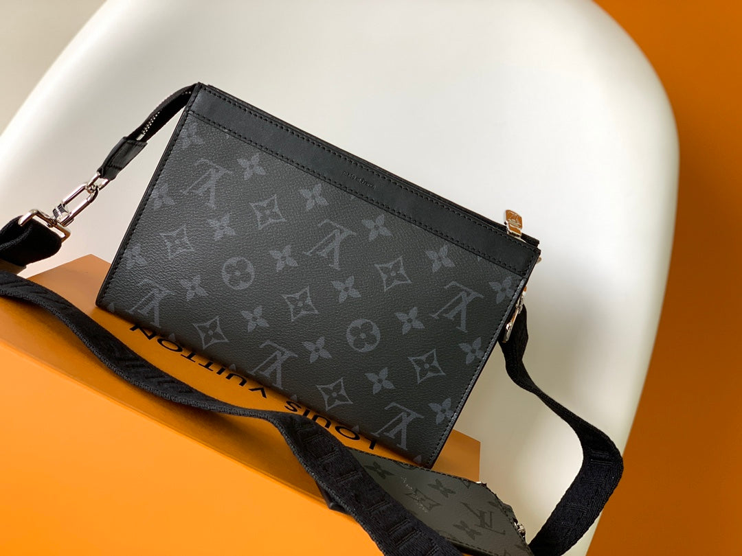 Louis Vuitton Monogram Eclipse Trunk Messenger Bag - Black/Grey Canvas