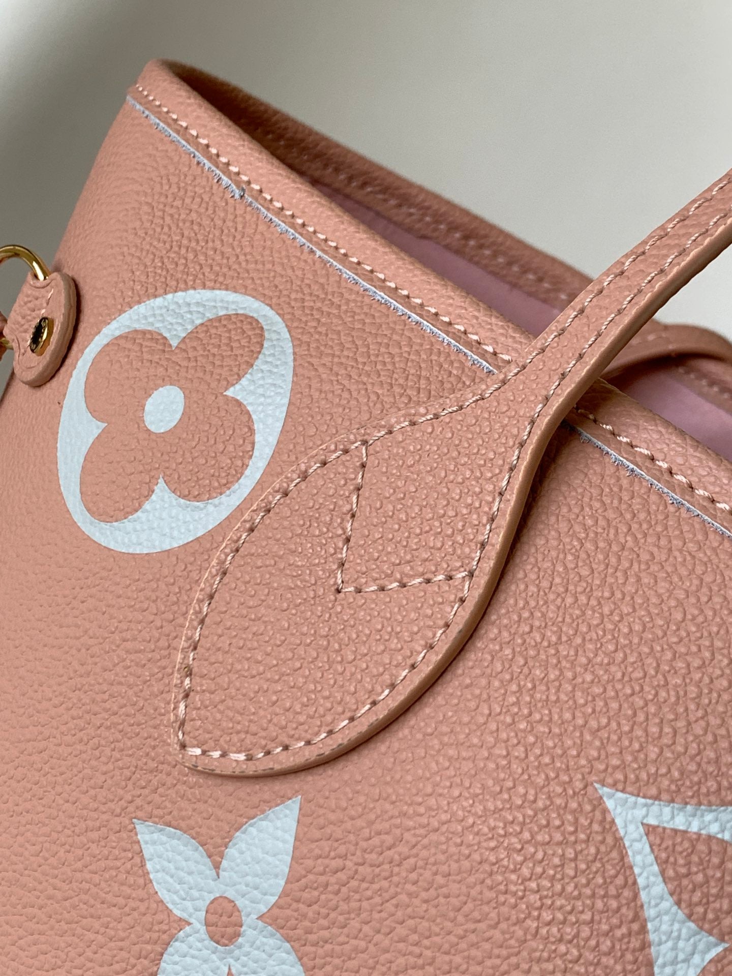 Louis Vuitton Neverfull MM Bicolor Monogram Empreinte Leather Tote - Pink/Cream