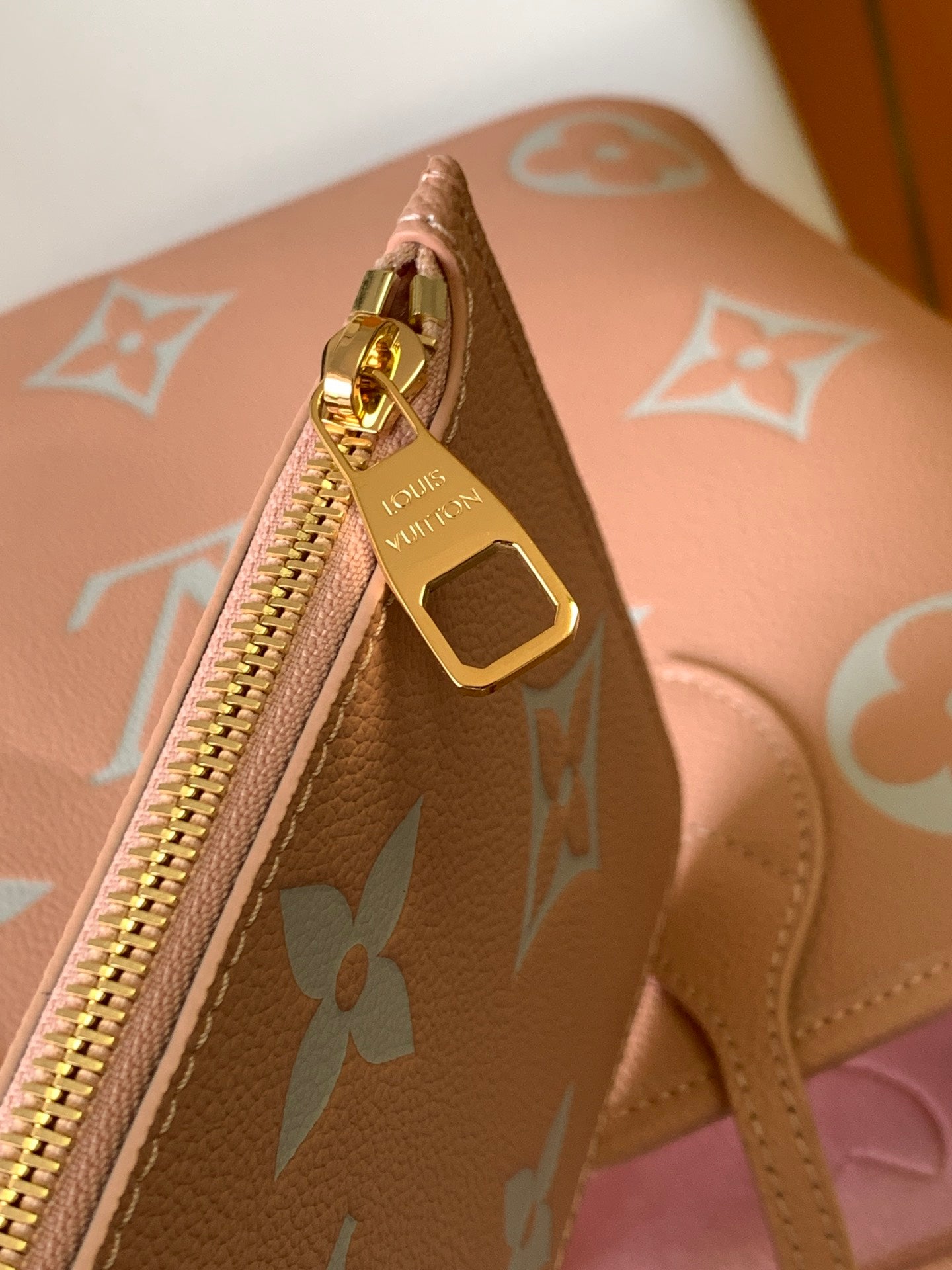 Louis Vuitton Neverfull MM Bicolor Monogram Empreinte Leather Tote - Pink/Cream