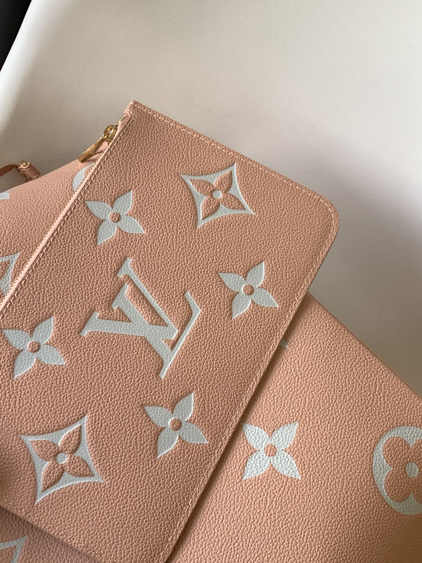Louis Vuitton Neverfull MM Bicolor Monogram Empreinte Leather Tote - Pink/Cream