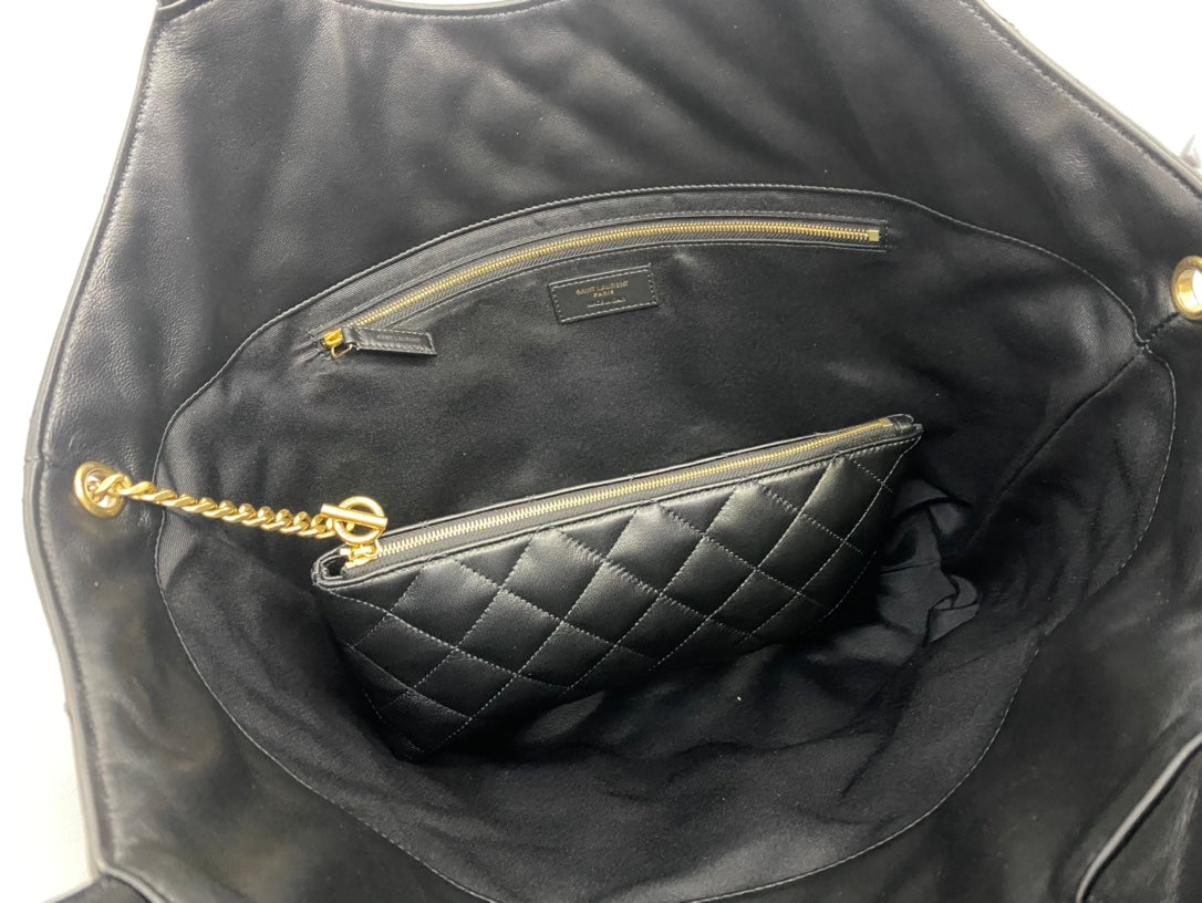 Saint Laurent Icare Maxi Shopping Bag in Quilted Lambskin - Black