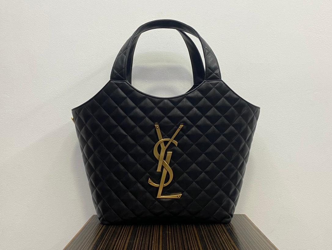 Saint Laurent Icare Maxi Shopping Bag in Quilted Lambskin - Black