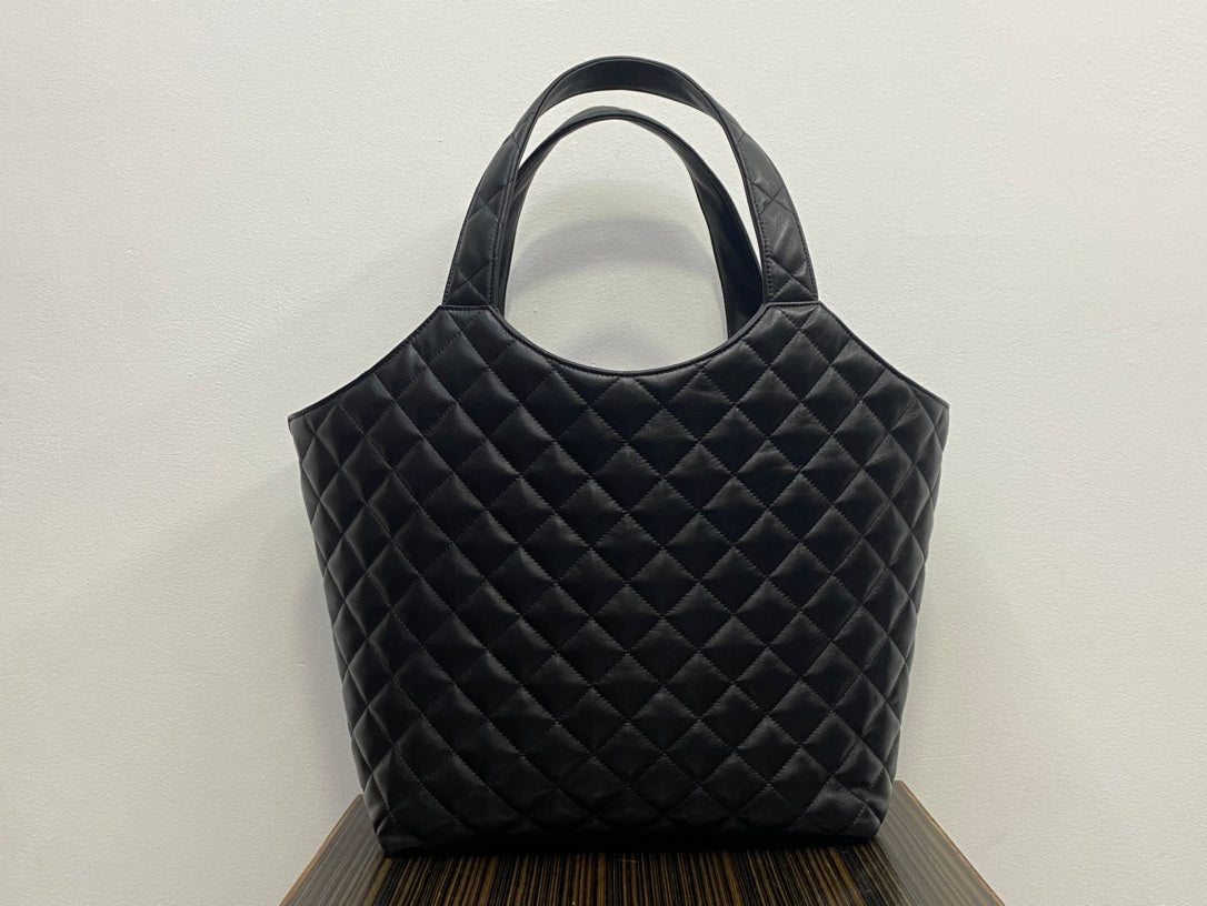 Saint Laurent Icare Maxi Shopping Bag in Quilted Lambskin - Black