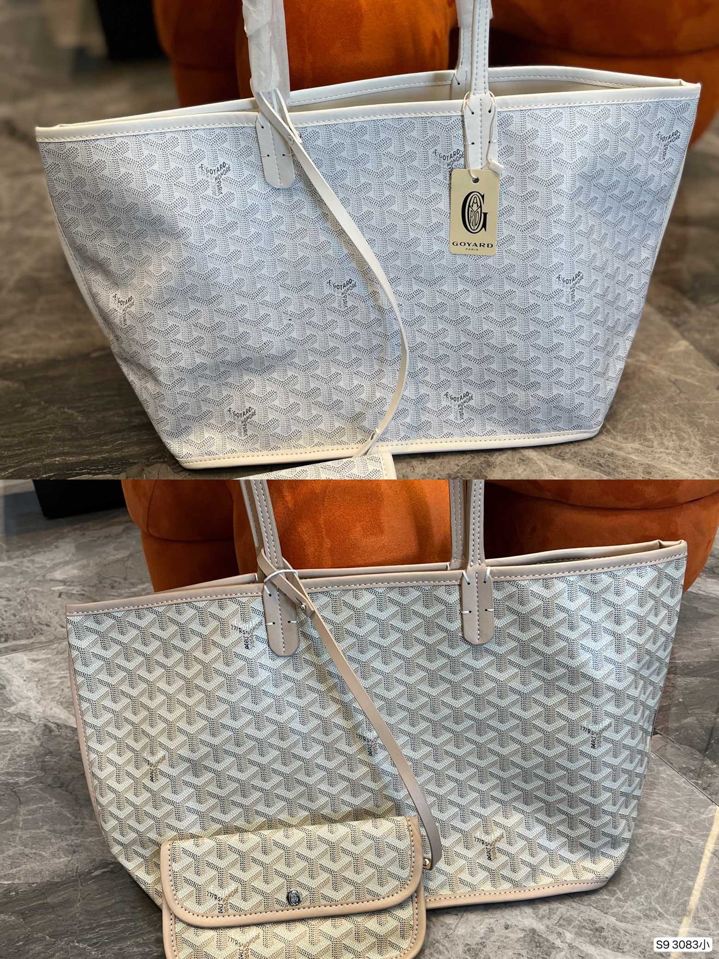 Gogy Green Chevron Pattern Tote Bag with Matching Pouch Shoulder Purse