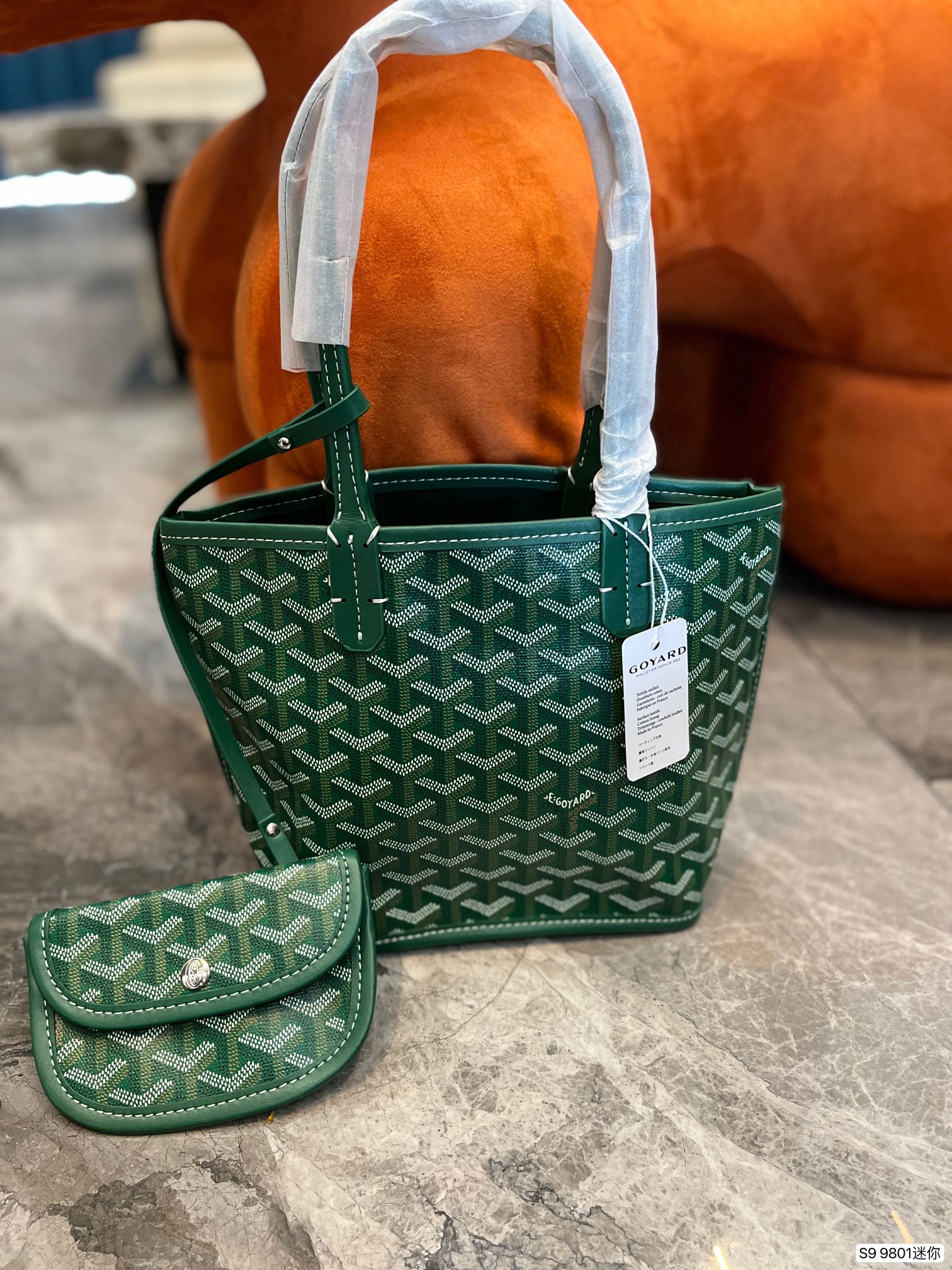 Gogy Classic Chevron Pattern Orange Tote Bag with Pouch Shoulder Handbag