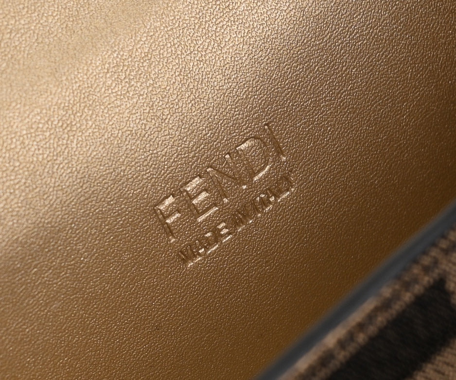 Fendi C'mon FF Monogram Canvas Nano Shoulder Bag - Brown/Tobacco