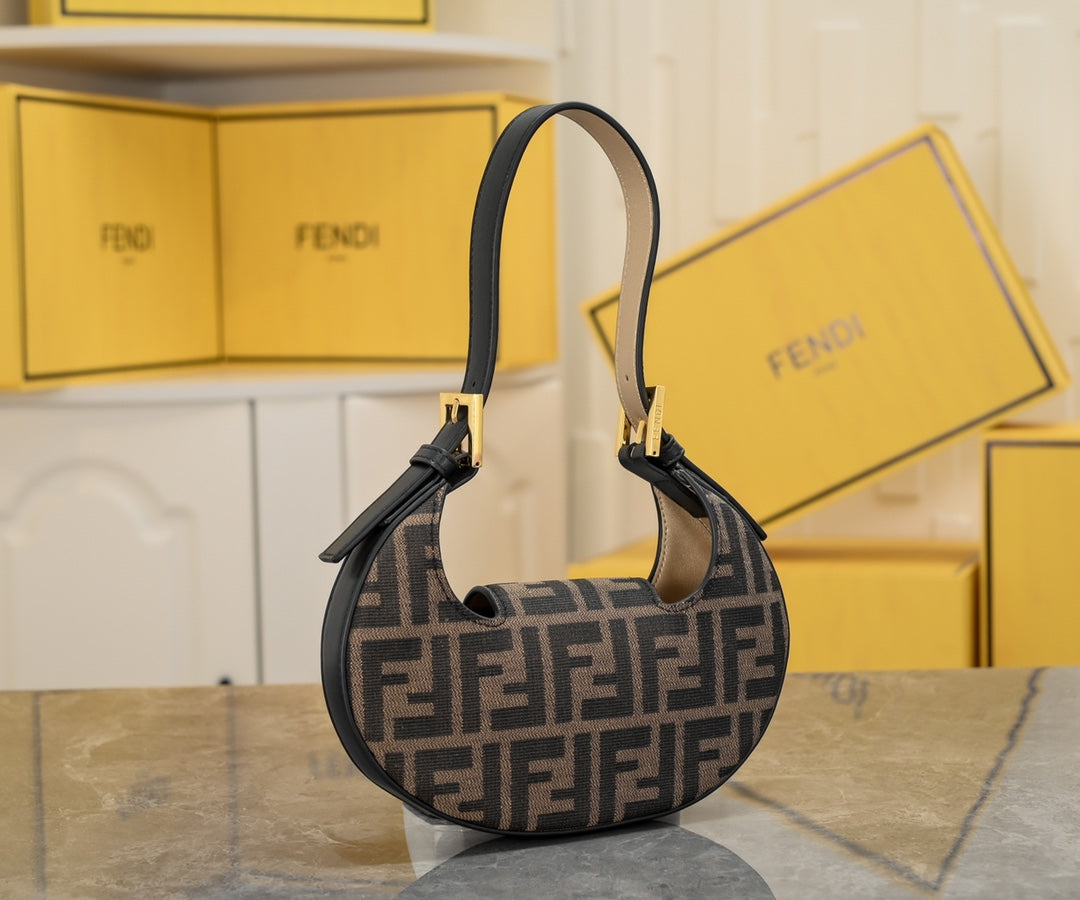 Fendi C'mon FF Monogram Canvas Nano Shoulder Bag - Brown/Tobacco