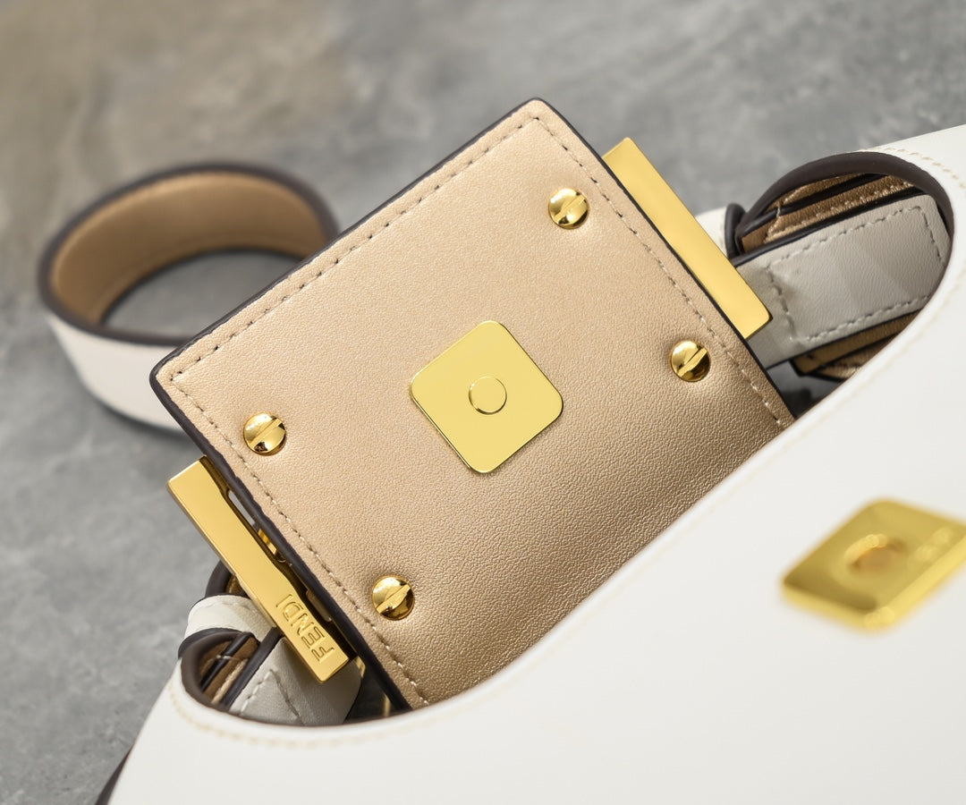 Fendi C'mon Small White Leather Bag - Women's Luxury Shoulder Crossbody Bag