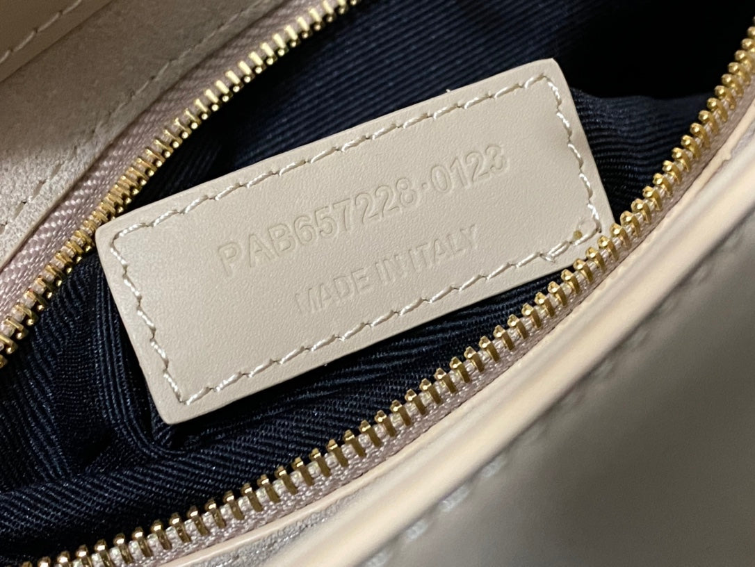 Saint Laurent Le 5 à 7 Leather Hobo Bag in Beige