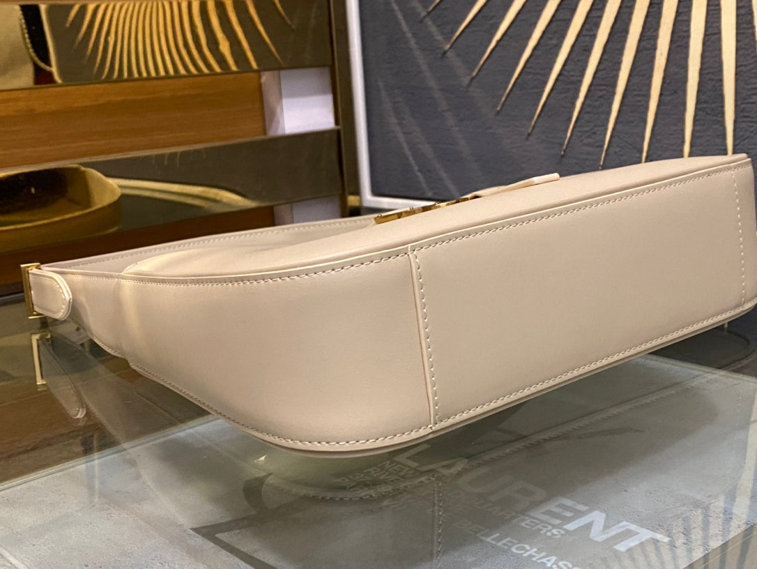 Saint Laurent Le 5 à 7 Leather Hobo Bag in Beige