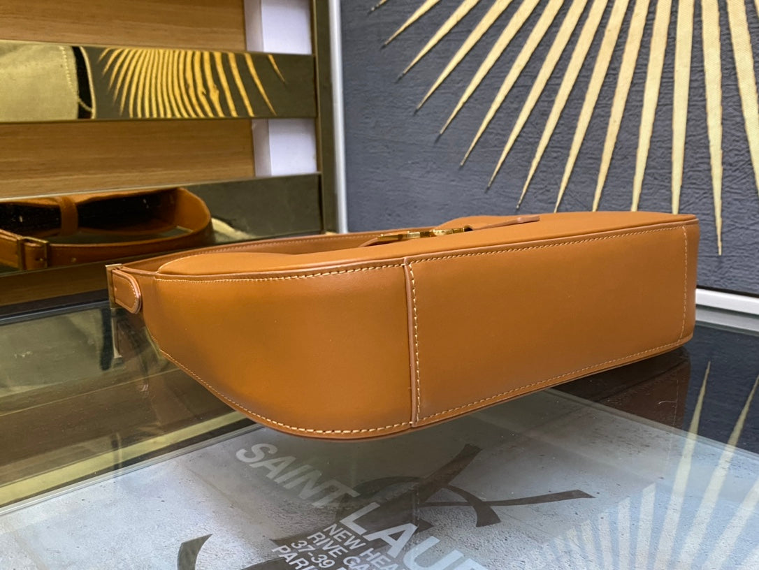 Saint Laurent Le 5 à 7 Small Leather Hobo Bag in Tan