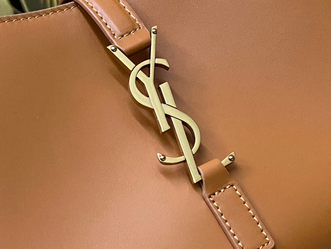 Saint Laurent Le 5 à 7 Small Leather Hobo Bag in Tan