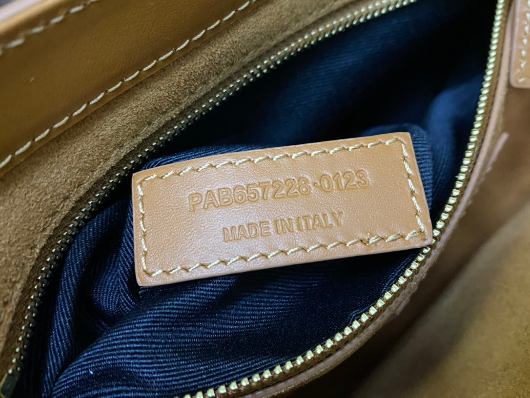 Saint Laurent Le 5 à 7 Small Leather Hobo Bag in Tan