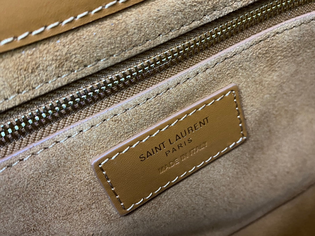 Saint Laurent Le 5 à 7 Small Leather Hobo Bag in Tan