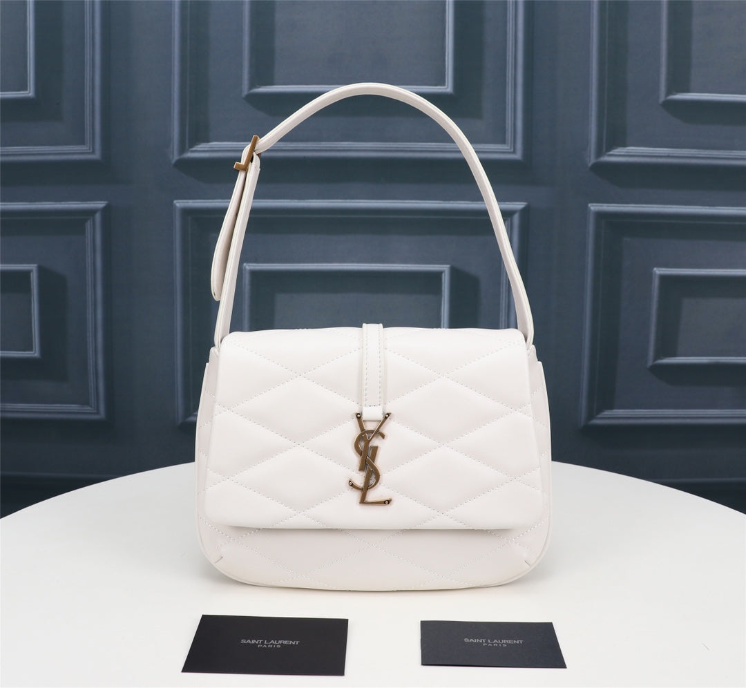 Saint Laurent Women's Gaby Medium Quilted Lambskin Shoulder Bag - White