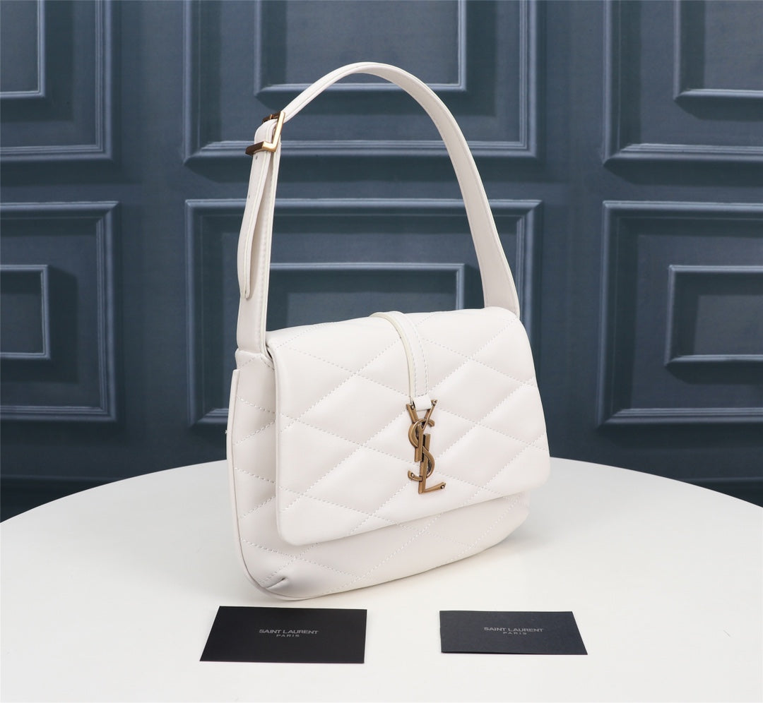 Saint Laurent Women's Gaby Medium Quilted Lambskin Shoulder Bag - White