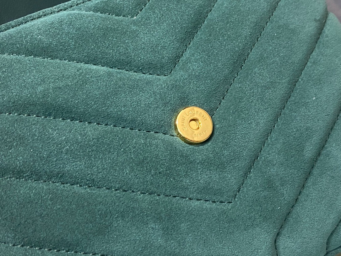 Saint Laurent Loulou Toy Bag in Green Quilted Suede