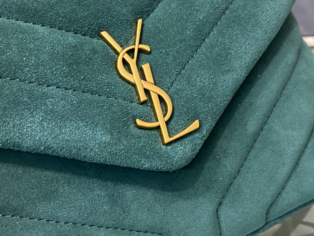 Saint Laurent Loulou Toy Bag in Green Quilted Suede