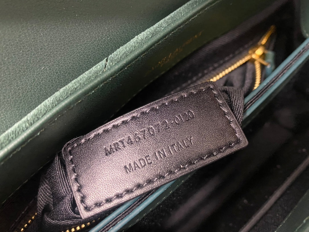 Saint Laurent Loulou Toy Bag in Green Quilted Suede