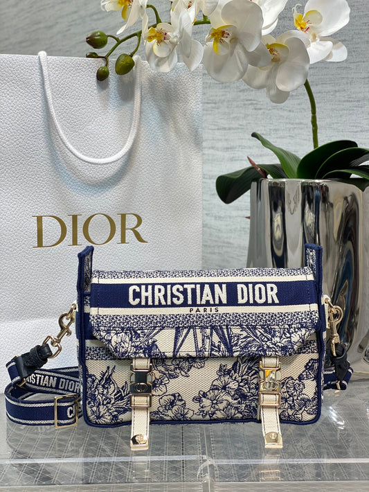 Christian Dior Blue and White Toile de Jouy Canvas Diorcamp Messenger Bag