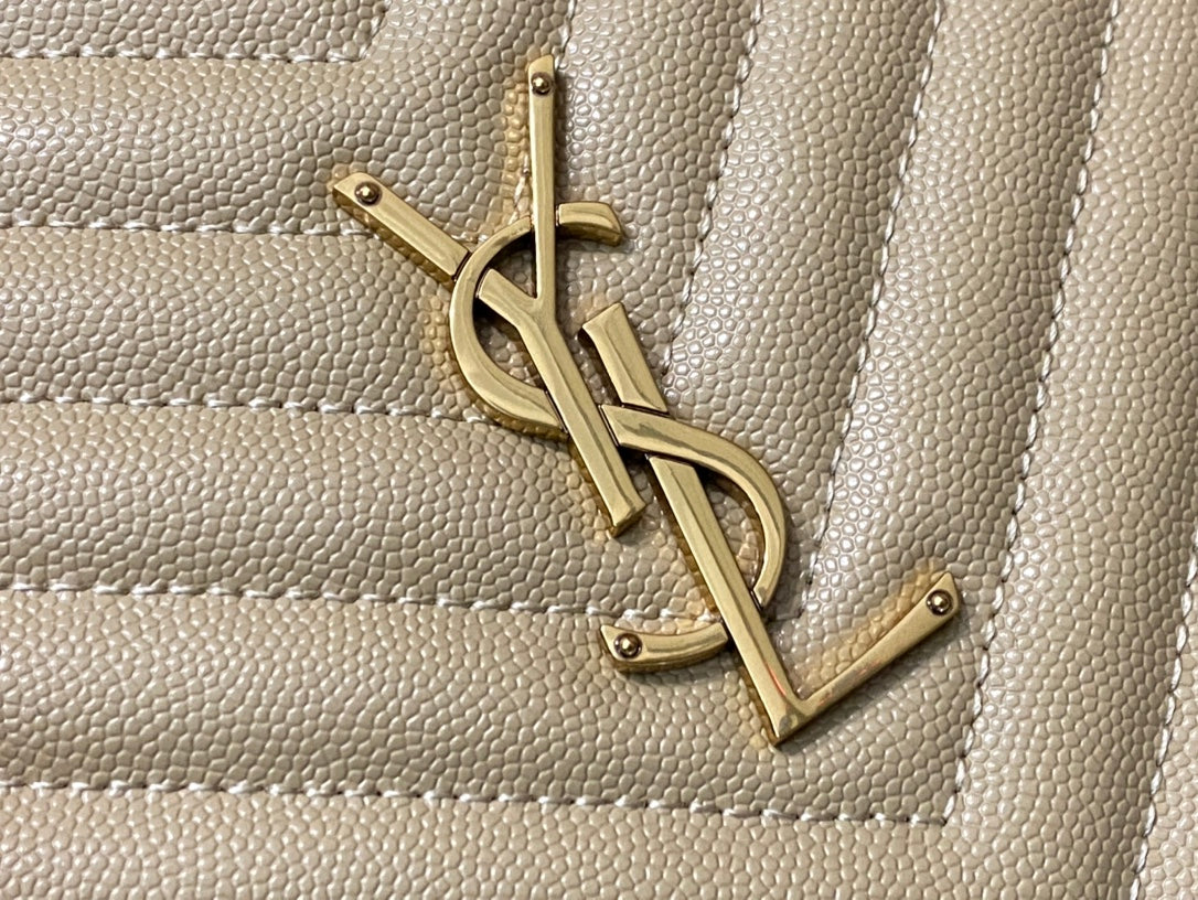 Saint Laurent Vinyle Round Crossbody Bag - Beige Matelassé Leather