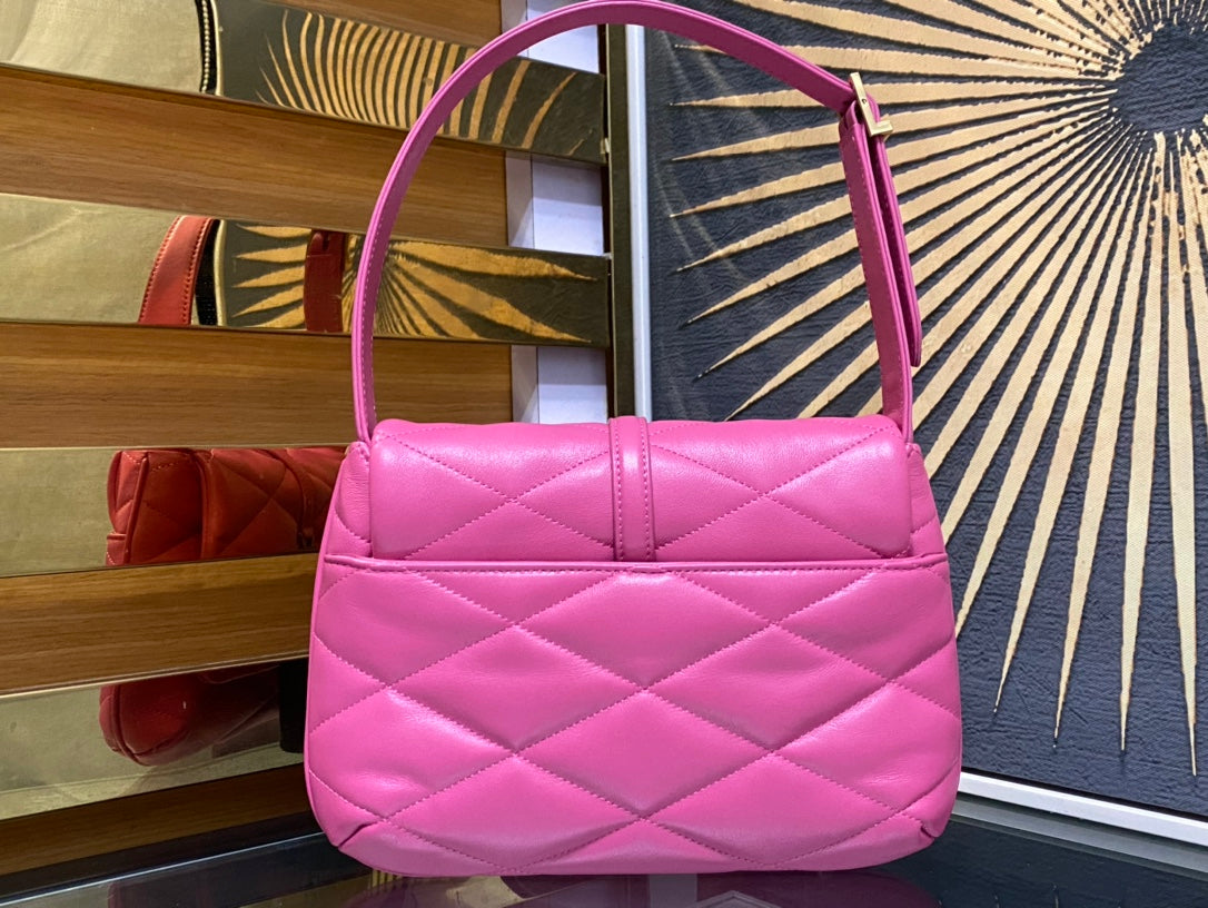Saint Laurent Le 5 à 7 Soft Hobo Bag in Quilted Pink Leather