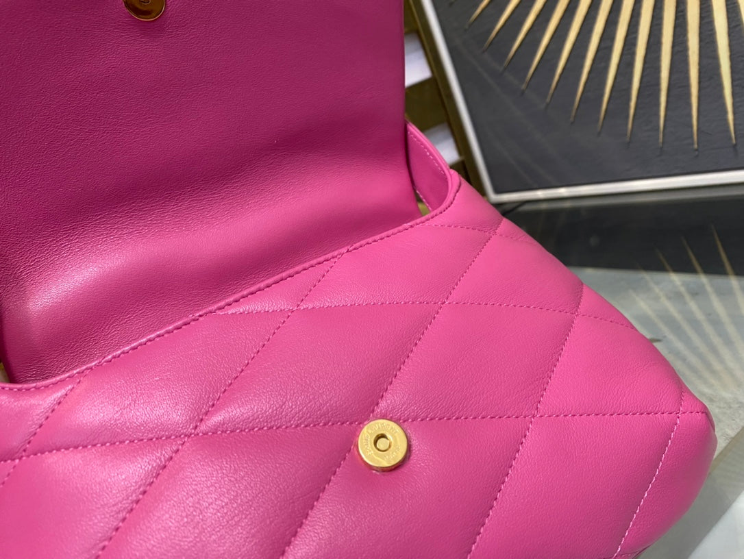 Saint Laurent Le 5 à 7 Soft Hobo Bag in Quilted Pink Leather