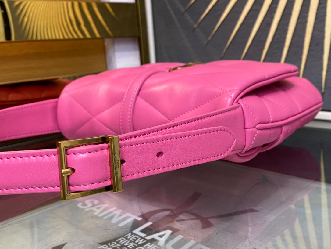 Saint Laurent Le 5 à 7 Soft Hobo Bag in Quilted Pink Leather