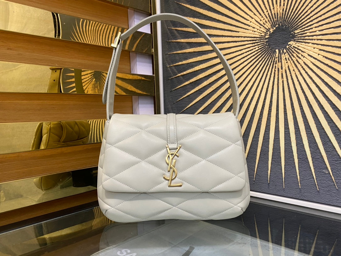 Saint Laurent Le 5 à 7 Soft Hobo Bag in Quilted Leather - White