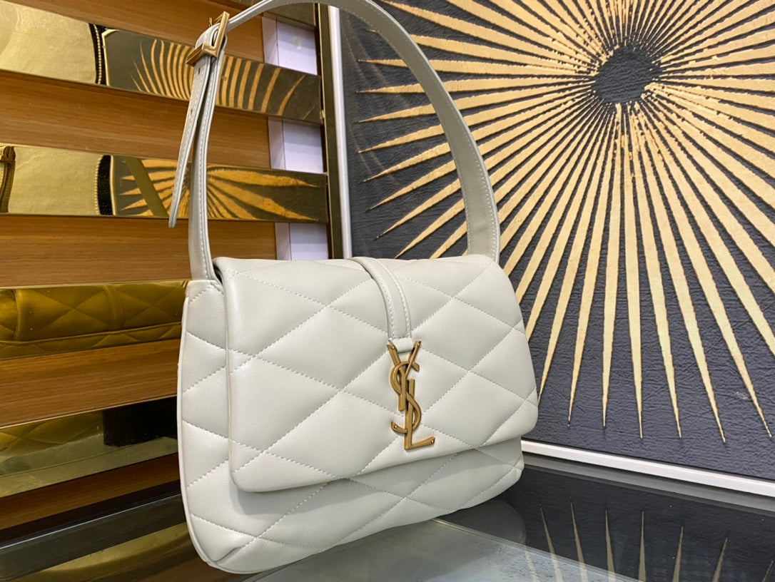 Saint Laurent Le 5 à 7 Soft Hobo Bag in Quilted Leather - White