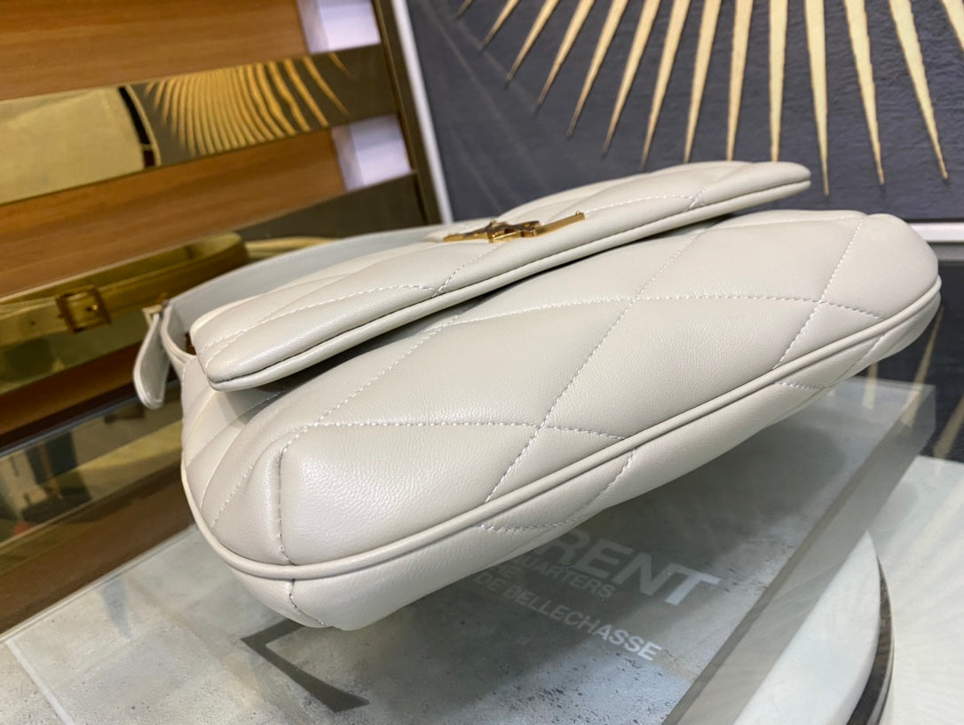 Saint Laurent Le 5 à 7 Soft Hobo Bag in Quilted Leather - White