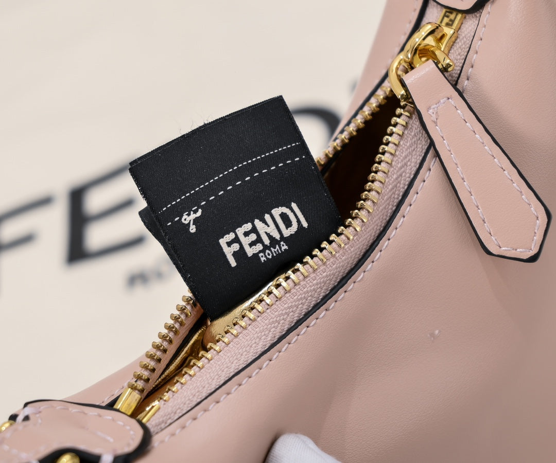 Fendi Fendigraphy Small Pink Leather Hobo Bag with Gold-Tone Logo Hardware