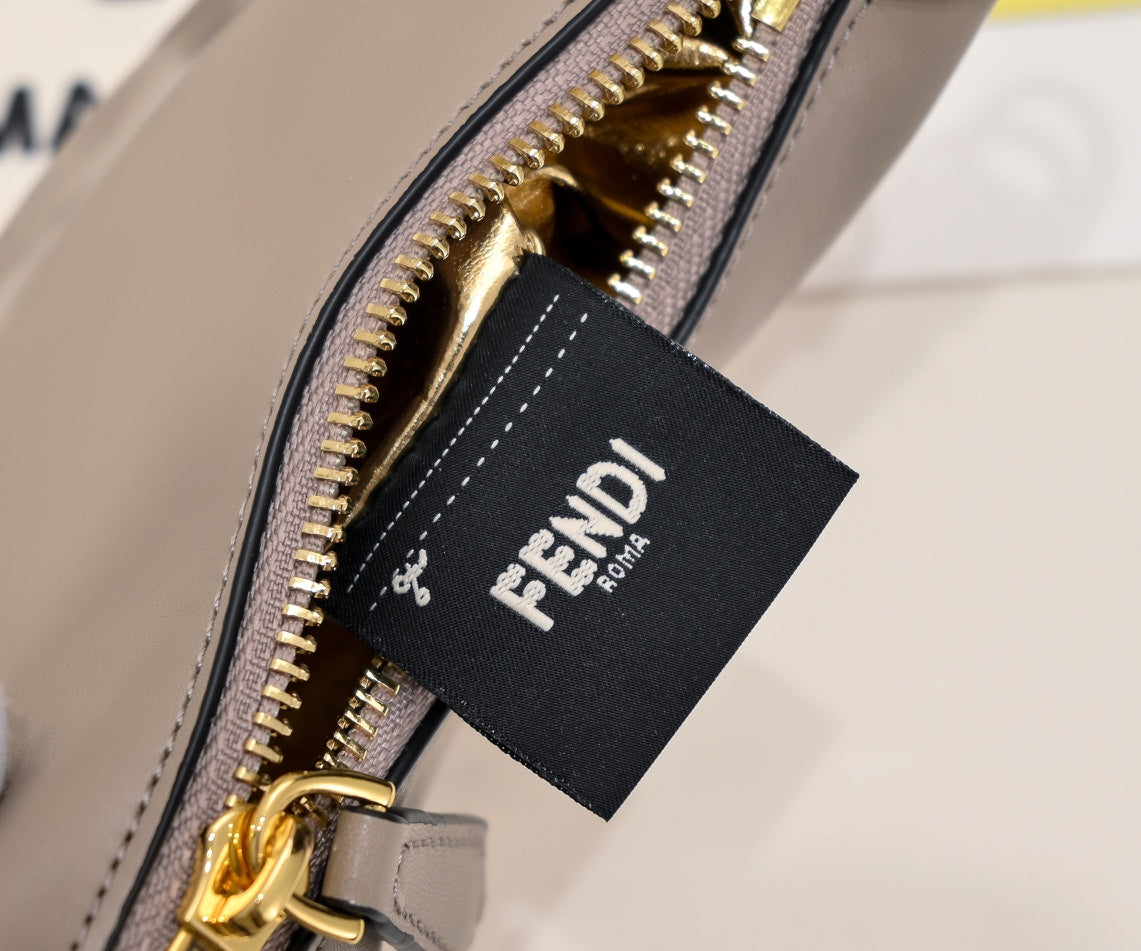 Fendi Fendigraphy Small Hobo Bag in Beige Leather with Gold Hardware