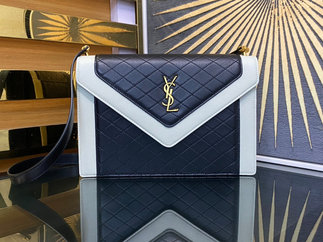 Saint Laurent Gaby Small Quilted Leather Shoulder Bag - Black/White