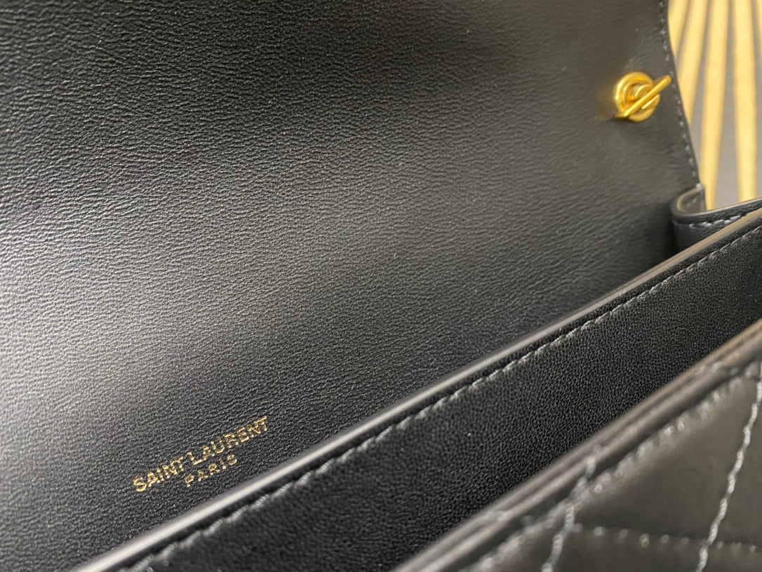 Saint Laurent Gaby Small Quilted Leather Shoulder Bag - Black/White