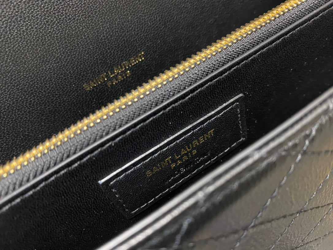 Saint Laurent Gaby Small Quilted Leather Shoulder Bag - Black/White